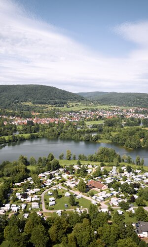 Badesee Freudenberg, Taubertal, Baden-Württemberg, Deutschland