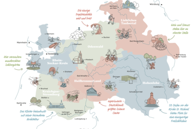 Lage des Kraichgau-Stromberg im Norden Baden-Württembergs mit den angrenzenden Regionen.