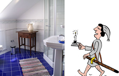 Im Bad im Dachgeschoss gibt es ein WC und eine Dusche | © Touristikgemeinschaft Hohenlohe e. V.  | Klaus Schirmer