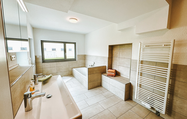 Dorfplatz Suite in Schrozberg: Badezimmer | © Hohenlohe Schwäbisch Hall