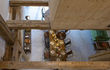 Ferienhaus Guck in den Stall bei Rot am See: Wohnbereich von oben | © Hohenlohe Schwäbisch Hall