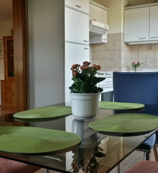 Die Küche mit Sitzbereich sind modern eingerichtet | © Touristikgemeinschaft Hohenlohe e. V. | Ferienwohnung Fehrenbach