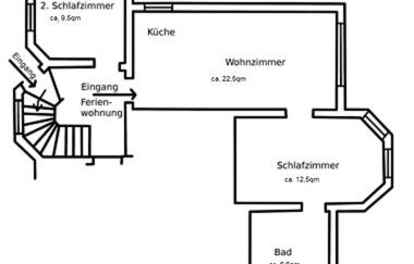 Grundriss der Ferienwohnung Hipp in Brackenheim mit Quadratmeterangaben | © Neckar-Zaber-Tourismus e. V.