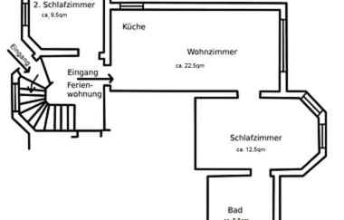Grundriss der Ferienwohnung Hipp in Brackenheim mit Quadratmeterangaben | © Neckar-Zaber-Tourismus e. V.