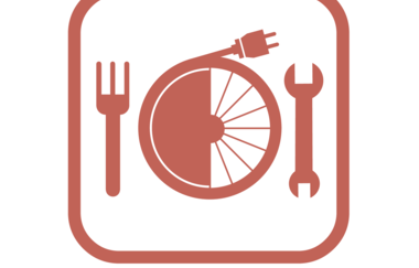 Das Logo der Radservicestation zeigt eine Gabel und einen Schraubenschlüssel | © Touristikgemeinschaft Hohenlohe e. V. | & Hohenlohe + Schwäbisch Hall Tourismus e. V.