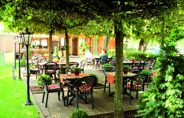 Außenterrasse mit schöner Begrünung | © Touristikgemeinschaft Hohenlohe e. V. | Philipp-Maurice Föll