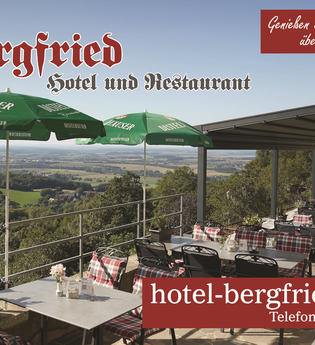 Hotel Bergfried mit herrlicher Aussichtsterrasse | © Touristikgemeinschaft Hohenlohe e. V. | Hotel und Restaurant Bergfried