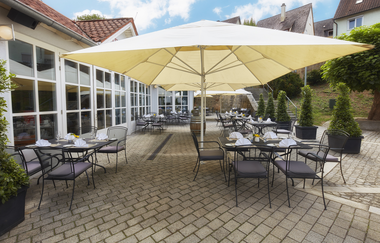 nestor Hotel Neckarsulm - Terrasse | Bett+Bike Hotel HeilbronnerLand | RadServiceStation | © nestor Hotel Neckarsulm