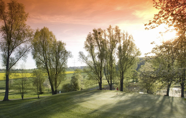 Der Golfplatz im Abendlicht | © Touristikgemeinschaft Hohenlohe e. V.  | Wald & Schlosshotel Friedrichsruhe