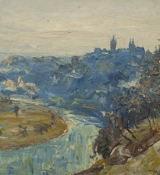 Abendführung in der Ausstellung Hermann Busse und Heilbronn