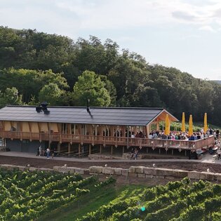 Drohnenaufnahme vom Weinausschank Christophsblick am Michaelsberg