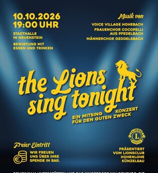 Flyer mit Informationen zum Benefizkonzert "the Lions sing tonight"
