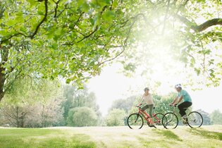 Radfahren bei den Hohenloher Perlen | © “Radfahrer unter Bäumen” Tom Merton