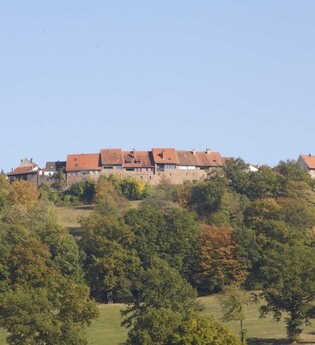 Blick auf das historische Örtchen Dilsberg | © Touristikgemeinschaft Odenwald e.V.
