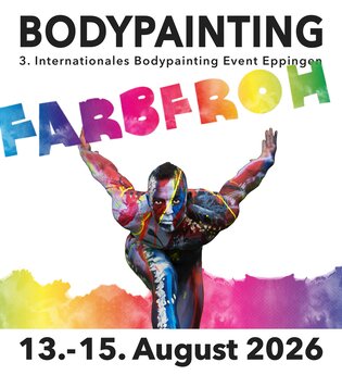 Eppinger Festivalsommer 2026 - 3. Internationales Bodypainting-Event  „FARBfroh26" in Eppingen | © Artificium Eppingen