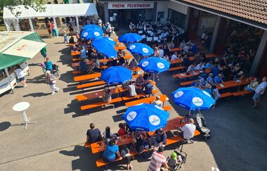 Vogelperspektive Vorplatz Feuerwehrmagazin