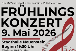 Flyer für das Frühlingskonzert des MV Stadtkapelle Neuenstein e.V. mit Informationen zur Veranstaltung | © Touristikgemeinschaft Hohenlohe e.V. | MV Stadtkapelle Neuenstein e.V.