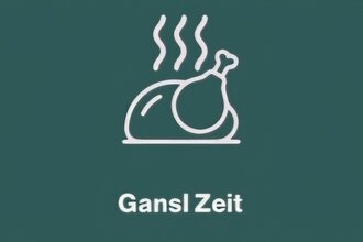 Ein dampfender Gänsebraten als Symbol vor einem grünen Hintergrund. Darunter steht "Gansl Zeit". | © Touristikgemeinschaft Hohenlohe e. V. | Michael Wendler, Hoftheater Öhringen