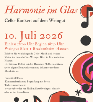 Harmonie im Glas - Cello-Konzert auf dem Weingut