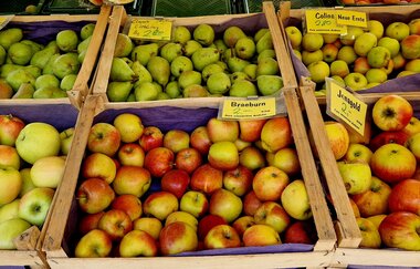 Verschiedene Obssorten am Marktstand | © Heilbronn Marketing GmbH