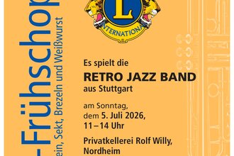 Plakat Jazz-Frühschoppen mit Datum, Uhrzeit und Info zu freiem Eintritt | © Lions-Club Zabergäu e. V.