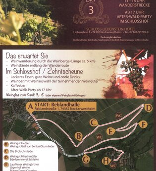 Plakat - "Mit Wein zu Liebenstein" mit Infos, Datum und Uhrzeit | © Schloss Liebenstein und Weingüter