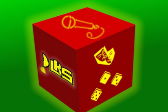 Roter Würfel auf grünem Grund