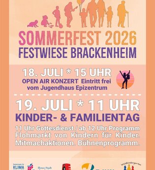 Plakat zum Sommerfest auf der Festwiese in Brackenheim mit Datum, Uhrzeit und Programm | © Jugendhaus Epizentrum