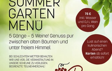 Infoflyer SommerGartenMenü 2025 von Reiners kleine Weinstube | © Gaby Reiner