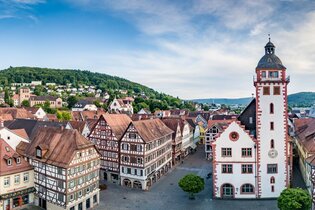 Panoramablick auf das Mosbacher Rathaus