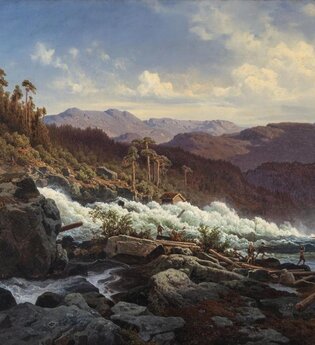 Landschaftsbild mit tosendem Fluss, 19. Jh., Kurpfälzisches Museum