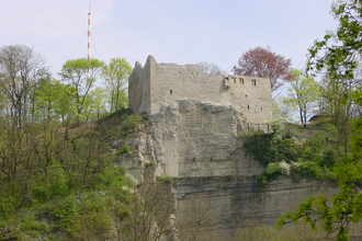 Vom ehemaligen Mühlehof-Areal zur Burgruine Löffelstelz und dem Senderareal