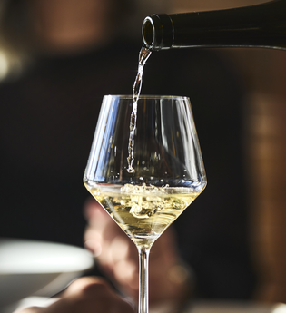 Weißwein wird in ein Weinglas geschenkt | © Tourimia Tourismus GmbH | Stefan Leitner Photography