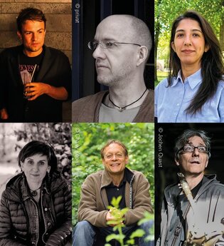 Wandeln & hören: Lyriknacht im Stadtkloster | © Tobias Herold, Bernd Marcel Gonner, Mahdia Hosseini, Sudabeh Mohafez, Walle Sayer, Andreas Krennerich