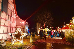 Blick auf den festlich geschmückten Weihnachtsmarkt in Zaisenhausen | © Touristikgemeinschaft Hohenlohe e.V. | Gemeinde Mulfingen