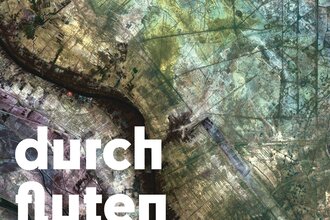 Schriftzug durch fluten ist abgebildet vor grün und lila gemustertem Hintergrund | © Zwölfklang Vokalensemble