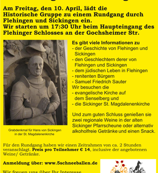 Historischer Abendspaziergang Flehingen-Sickingen | © Fünf Schneeballen