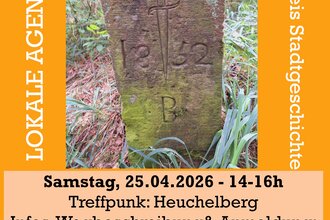 Es ist ein Grenzstein in der Mitte zu sehen. Es sind weiterhin Überschrift sowie Infos zur Veranstaltung zu sehen. Alle Infos im Text. | © Lokale Agenda 21
