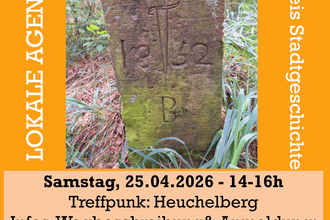 Es ist ein Grenzstein in der Mitte zu sehen. Es sind weiterhin Überschrift sowie Infos zur Veranstaltung zu sehen. Alle Infos im Text. | © Lokale Agenda 21