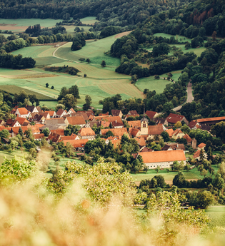 Ansicht von oben auf Langenburg-Bächlingen - Kocher-Jagst-Radweg Etappe 5 | © Arbeitsgemeinschaft Kocher-Jagst-Radweg