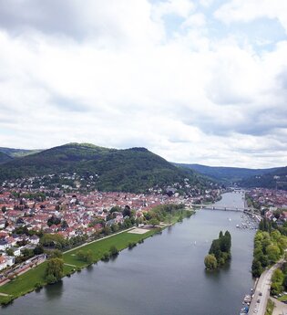 Aufnahme vom Neckar unter bewölktem Himmel | © Heidelberg Marketing GmbH