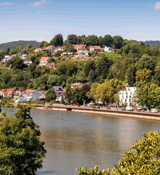 Neckar mit Wohnhäusern im Grünen | © Heidelberg Marketing GmbH/Tobias Schwerdt