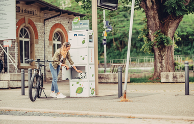 E-Bike-Ladestation am Bahnhof Möckmühl | Kocher-Jagst-Radweg | HeilbronnerLand | © Touristikgemeinschaft HeilbronnerLand
