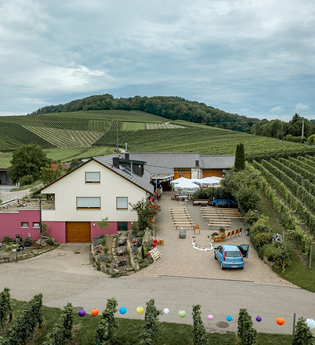 Blick von oben auf Besenwirtschaft Weingut Sommer | Brackenheim-Haberschacht | © Neckar-Zaber-Tourismus e.V.