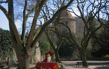 Der Blaue Hut vom Schlosspark aus gesehen.