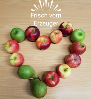 Herzform abgebildet mit Äpfeln und Birnen von der Brennerei Ickert | © Hohenlohe Schwäbisch Hall