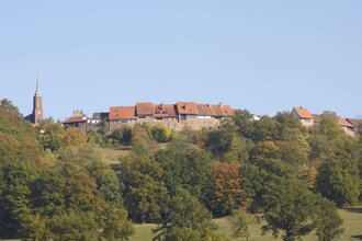 Blick auf das historische Örtchen Dilsberg | © Touristikgemeinschaft Odenwald e.V.