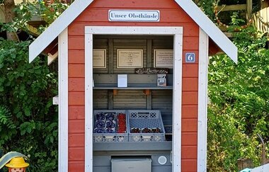 Im Selbstbedienungs-Obsthäusle kannst du frisches Obst kaufen | © Hohenlohe Künzelsau | Familie Blanck