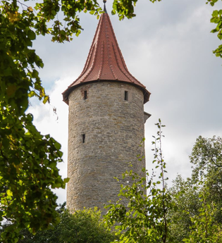Zu sehen ist ein Turm inmitten von Bäumen | © Stadtverwaltung Crailsheim
