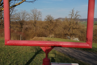 Rosengarten Einkornblick_roter Rahmen | Photopoint | © Hohenlohe + Schwäbisch Hall Tourismus e. V.